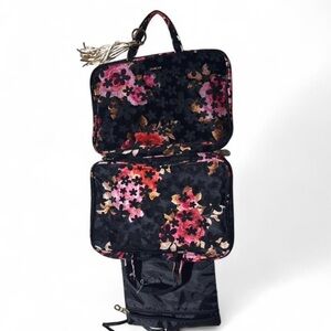 bebe Floral Cosmetic Bag - Black and Pink